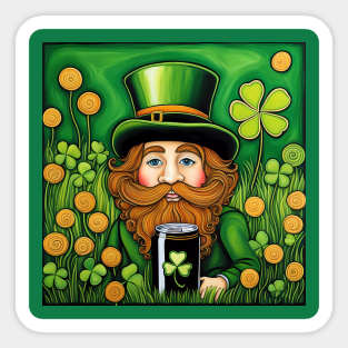 Folk Art Leprechaun Sticker